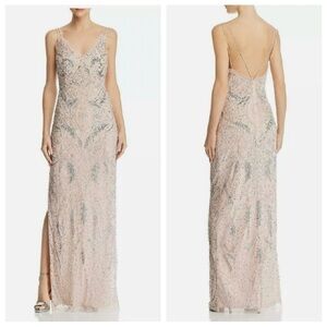 Aidan Mattox Cream Sequin Backless Gown/Dress